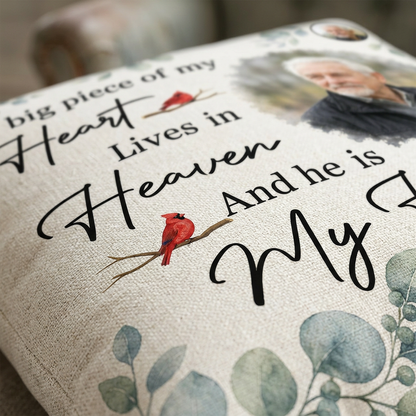 Personalized Memorial Photo Pillow - Big Piece of My Heart Lives in Heaven Husband Gift - Image 5