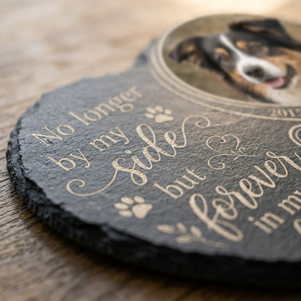 Personalized Heart-Shaped Pet Memorial Garden Stone with Photo for Dog Loss - Image 5