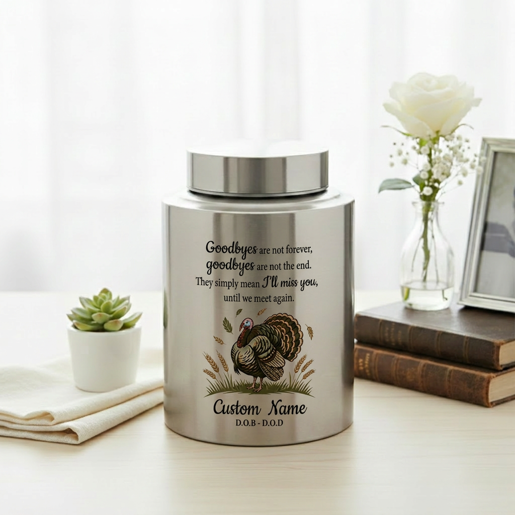 Personalized Turkey Thanksgiving Hunter Cremation Urn for Human Ashes, UV Printed Stainless Steel Bereavement Condolence Keepsake, Memorial Keepsake Urn, Memorial Gift, In Loving Memory - Image 5