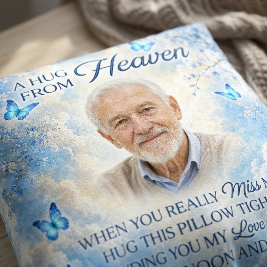 Personalized Photo Memorial Pillow All Over Printed - A Hug From Heaven Sympathy Gift - Image 5