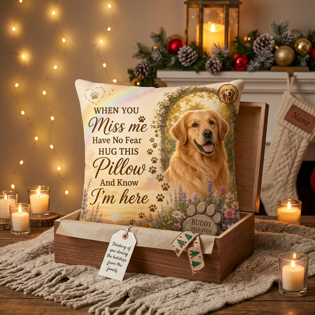Personalized Dog Memorial Pillow with Photo and Name Custom Pet Loss Sympathy Gift - Image 6