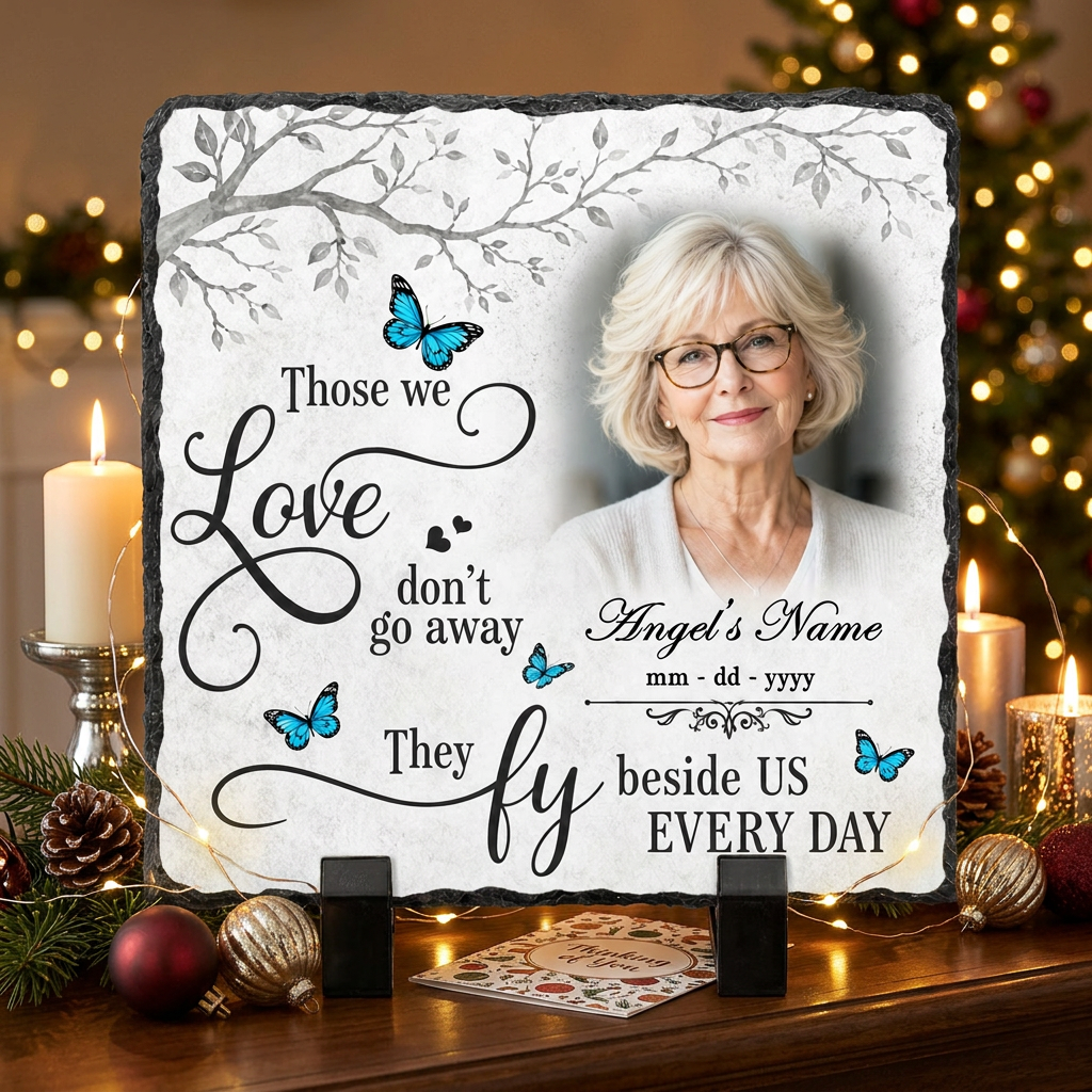 Personalized Memorial Garden Stone with Photo, Butterfly Sympathy Gift for Loved One - Image 6