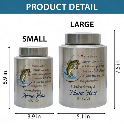 Personalized Bass Fishing Stainless Steel Cremation Urns For Human Ashes Fisherman Funeral Tribute Bereavement Resting Place Small Large Size Memorial Keepsake Urn, Memorial Gift, In Loving Memory - Image 6