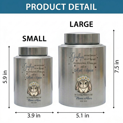 Personalized Rabbit Pet Memorial Stainless Steel Urn for Ashes, Sympathy Bereavement Idea for Animal Lovers, Loss of Bunny Remembrance, Memorial Keepsake Urn, Memorial Gift, In Loving Memory - Image 6