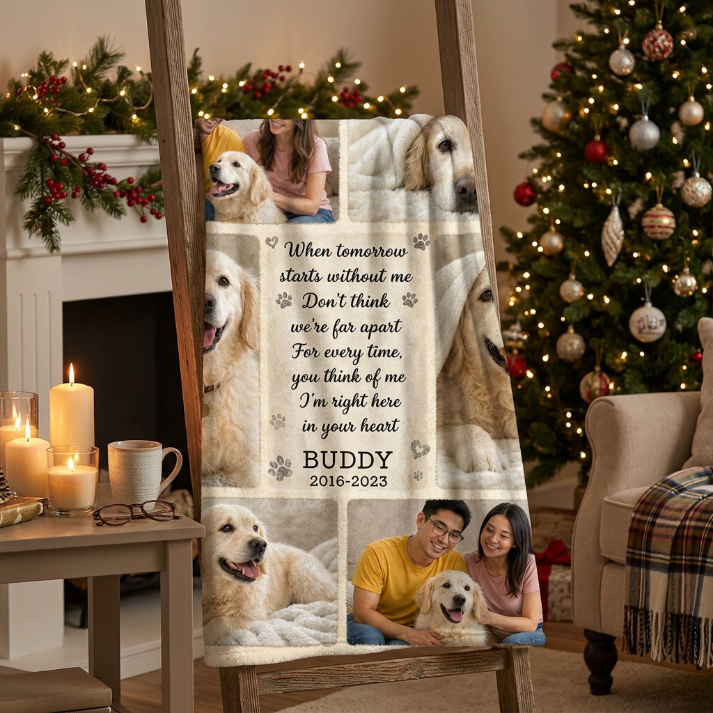 Personalized Pet Memorial Photo Fleece Blanket - Dog Loss Remembrance Gift for Owners - Image 6