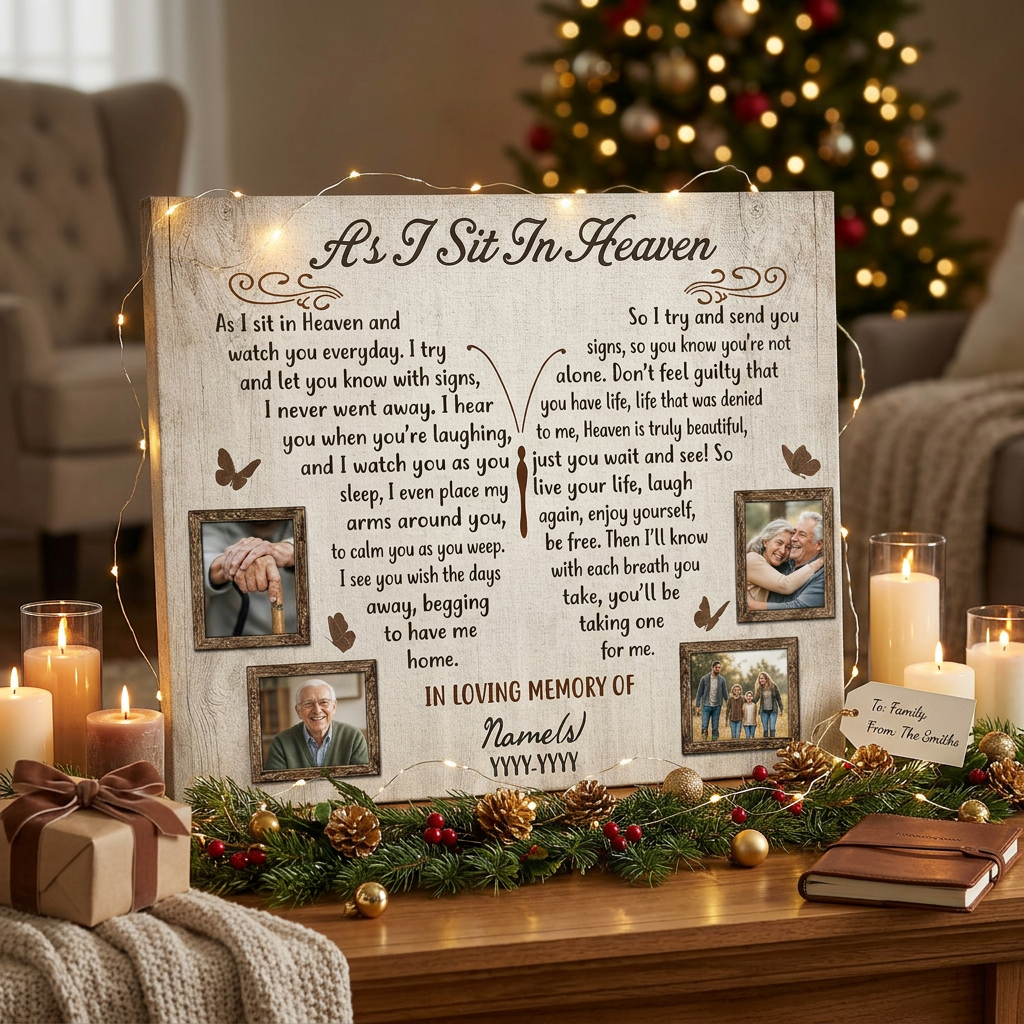 Personalized Memorial Wall Canvas As I Sit In Heaven Sympathy Gift For Loss Of Loved One - Image 6