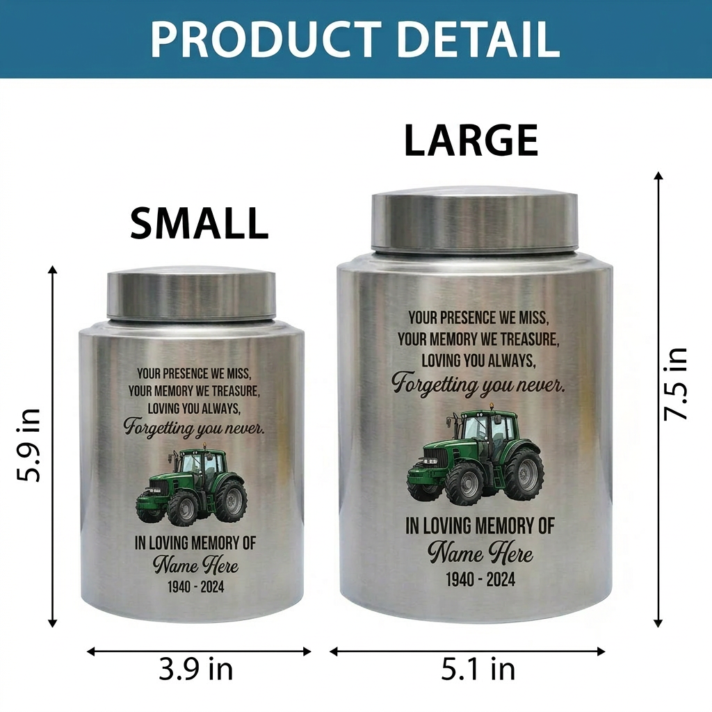 Personalized Farmer UV Printed Urn Forgetting You Never Dad Grandfather Husband Funeral Display Bereavement Tribute Ash Holder Two Sizes Memorial Keepsake Urn, Memorial Gift, In Loving Memory - Image 6