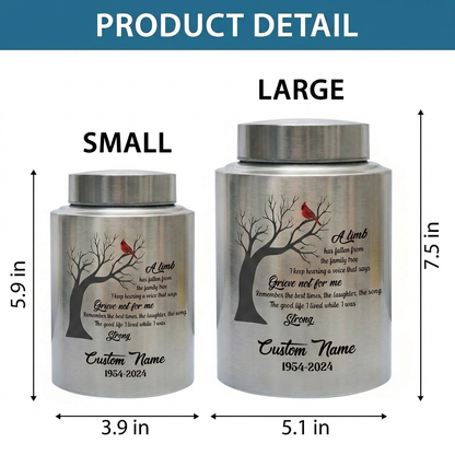 Personalized Cardinal Bird Stainless Steel Cremation Ash Urn For Family Member Loss Of Loved One Funeral Bereavement Display 2 Sizes Memorial Keepsake Urn, Memorial Gift, In Loving Memory - Image 6