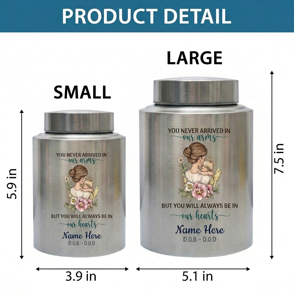 Personalized Infant Baby Loss UV Printed Stainless Steel Urn for Human Ashes Loss of Child Bereavement Miscarriage Stillbirth Ash Container Memorial Keepsake Urn, Memorial Gift, In Loving Memory - Image 6
