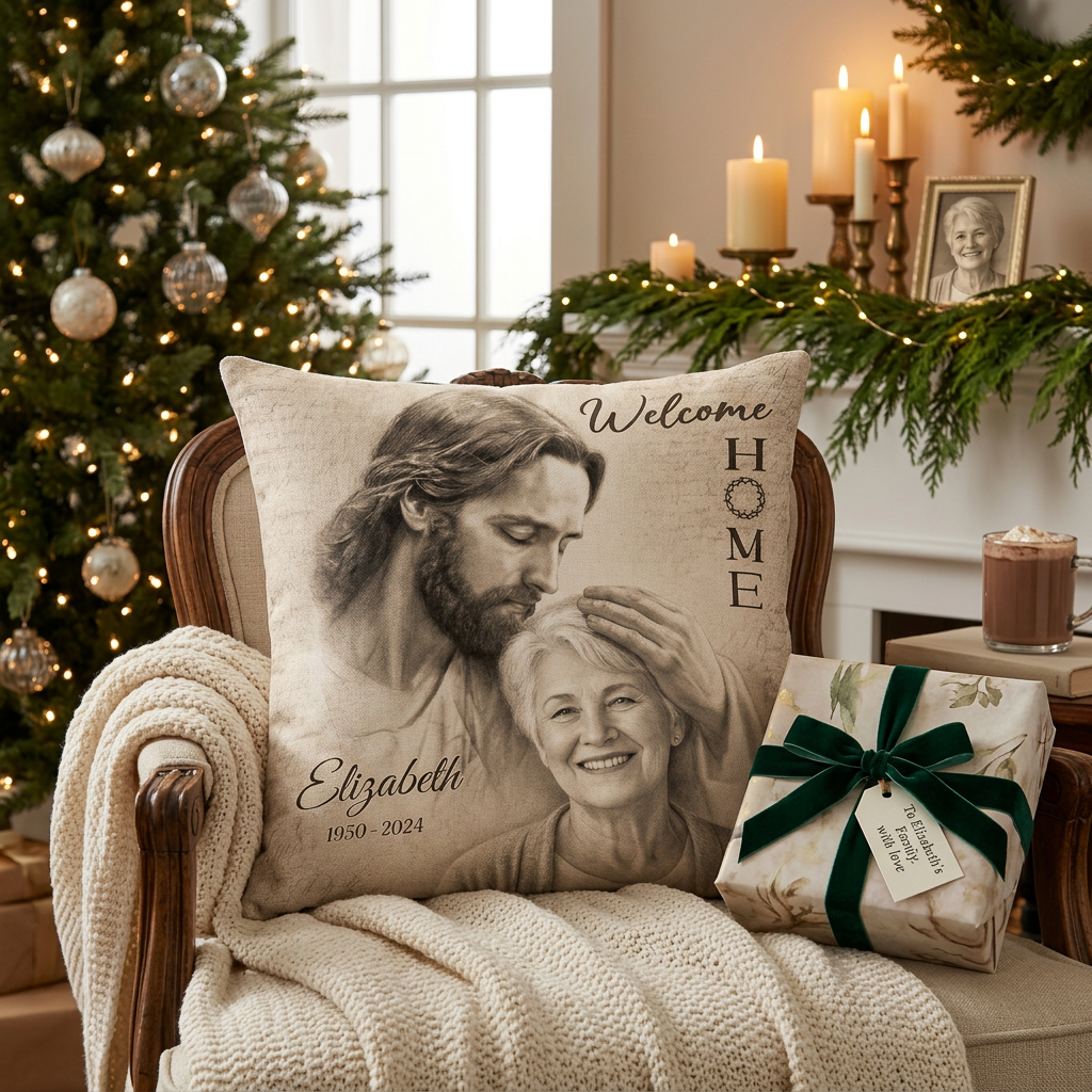 Personalized Memorial Photo Pillow - Christian Welcome Home Sympathy Gift for Family - Image 6
