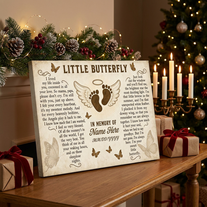 Personalized Miscarriage Memorial Canvas Pregnancy Loss Wall Art Butterfly Baby Remembrance Gift - Image 6