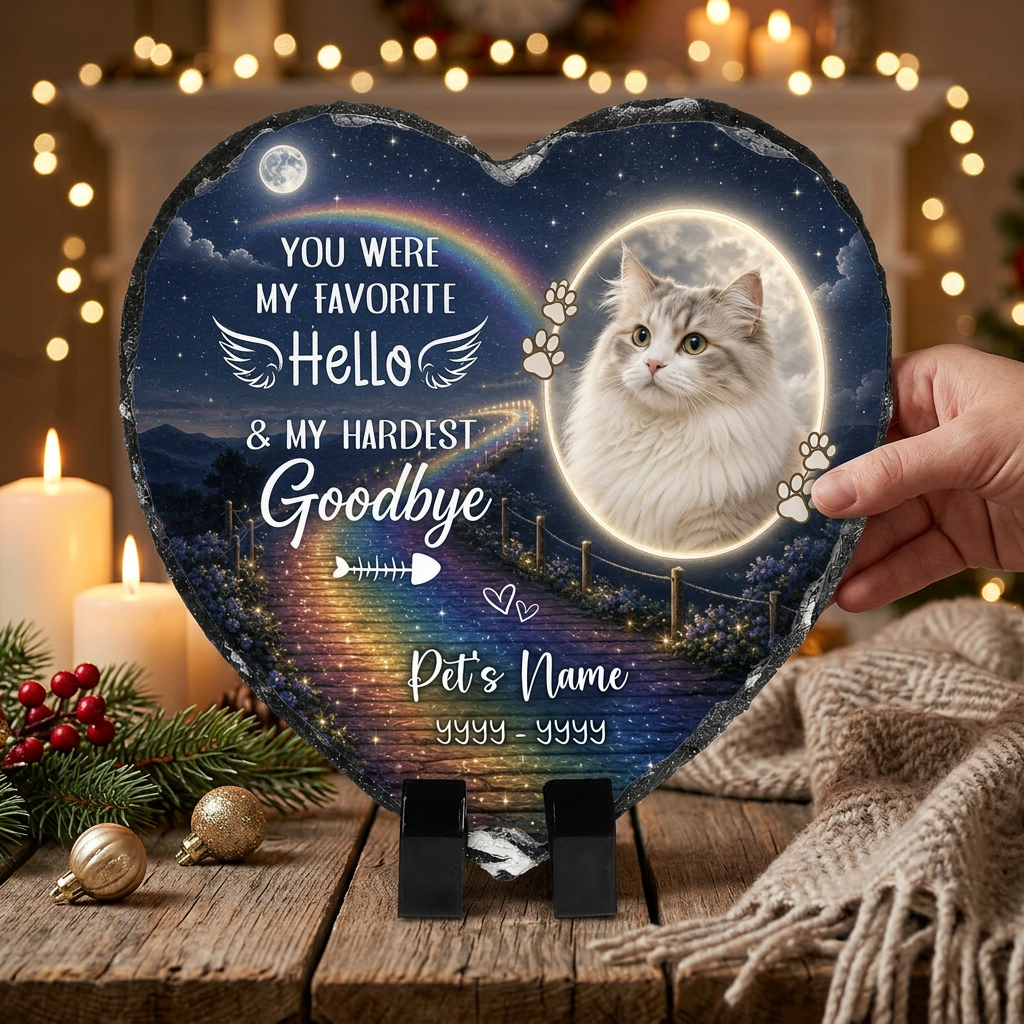 Personalized Pet Memorial Heart Slate Stone with Custom Photo – Cat Dog Loss Gift - Image 6