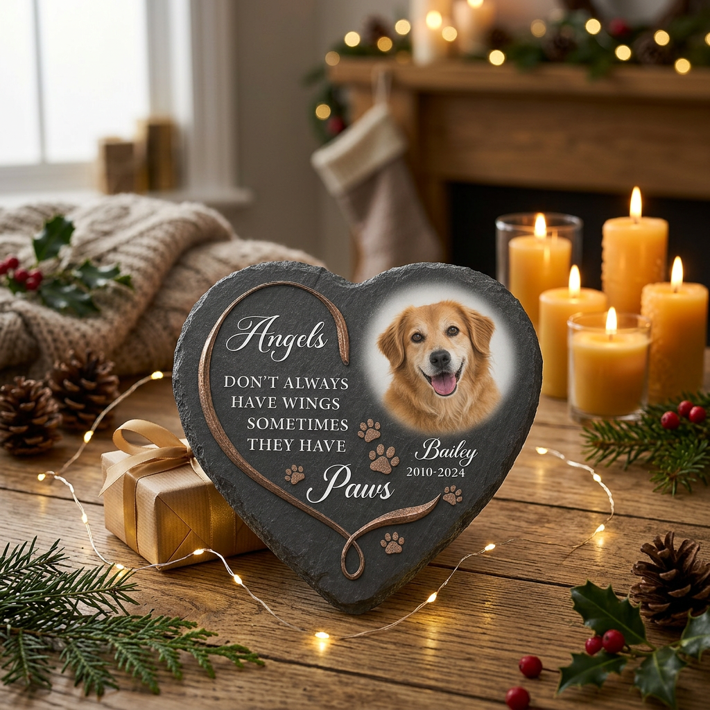 Personalized Dog Memorial Garden Stone - Paw Angel Wings Pet Loss Gift - Image 6