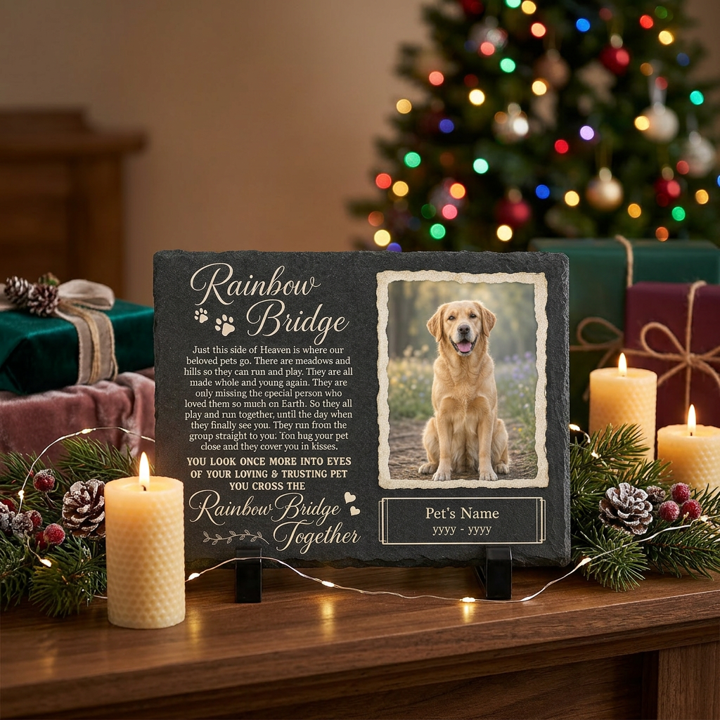 Personalized Rainbow Bridge Dog Memorial Slate Stone – Sympathy Gift for Pet Loss - Image 6