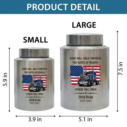 Personalized Semi Truck Angel Wings Stainless Steel Cremation Urn for Truck Driver Dad Male, 2 Sizes, Funeral Bereavement Tribute, Memorial Keepsake Urn, Memorial Gift, In Loving Memory - Image 6