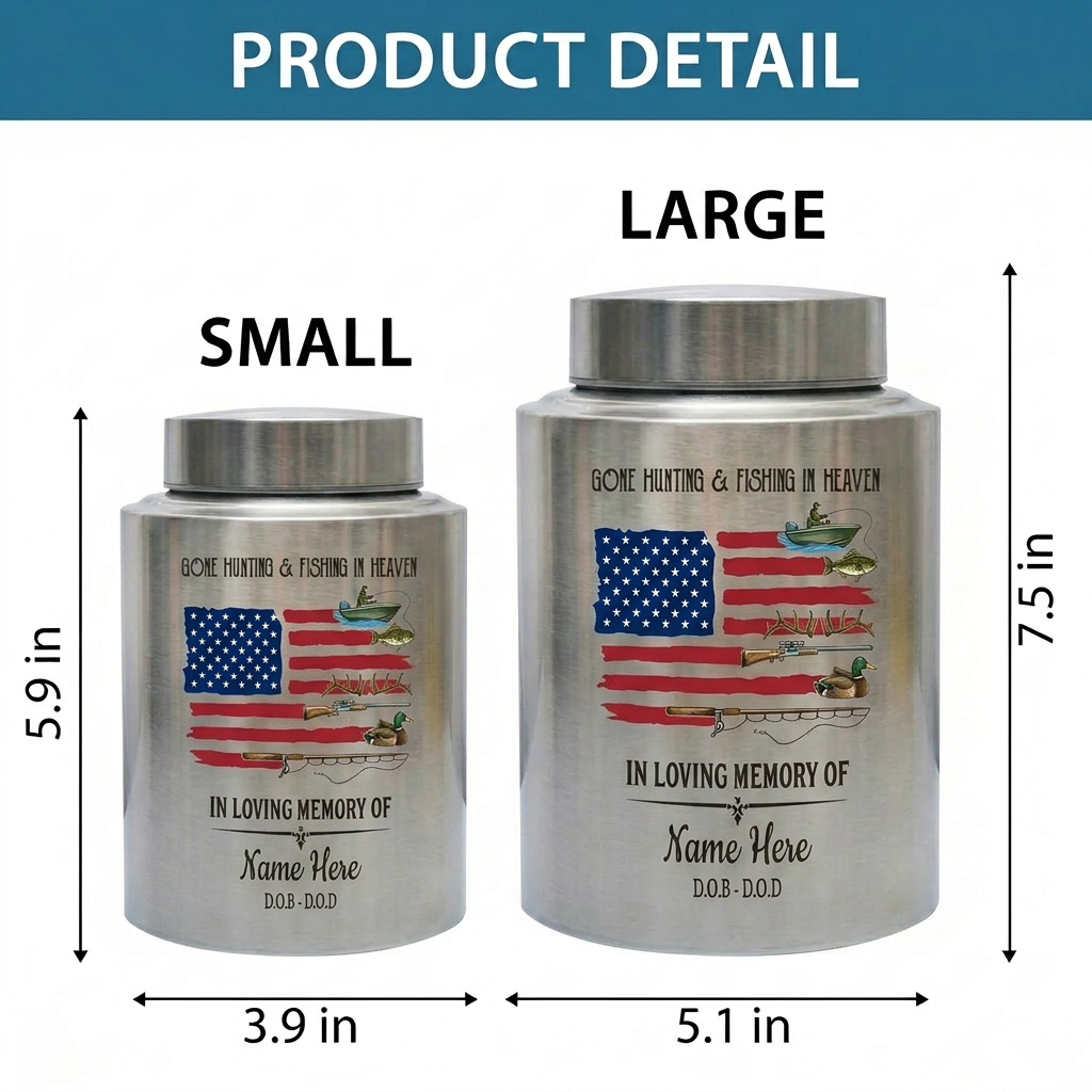 Personalized Bass Fishing Cremation Urns for Human Ashes Stainless Steel Hunter Fisherman Remembrance Sympathy Condolence Gift Large 7.5x5.1 Memorial Keepsake Urn, Memorial Gift, In Loving Memory - Image 6