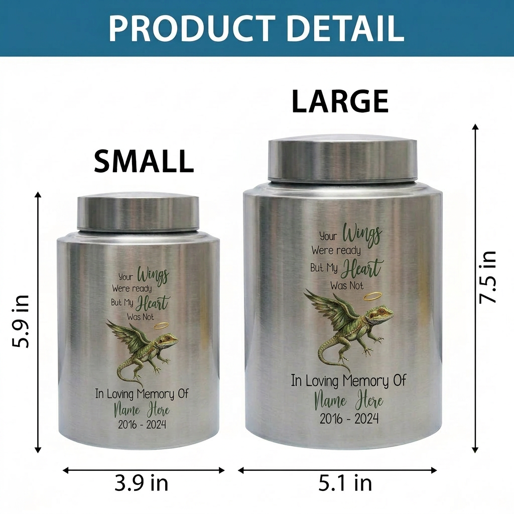 Personalized Iguana Gecko Lizard UV Printed Bereavement Tribute for Reptile Lover, Loss of Loved One Ash Storage Container, Two Sizes, Memorial Keepsake Urn, Memorial Gift, In Loving Memory - Image 6