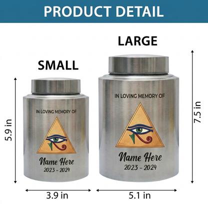 Personalized Eye of Horus Hamsa Hand Evil Eye Large Stainless Steel Cremation Urn for Human Ashes Spiritual Tribute 2 Sizes Memorial Keepsake Urn, Memorial Gift, In Loving Memory - Image 6