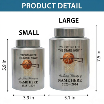 Personalized Basketball Stainless Steel UV Printed Urn for Human Ashes, Sports Fan Player Loss Tribute, Shooting For The Stars Now Large Custom Memorial Keepsake Urn, Memorial Gift, In Loving Memory - Image 6