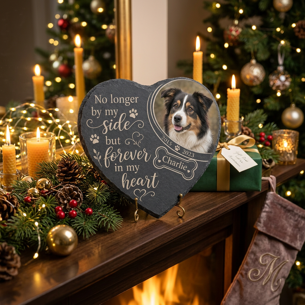 Personalized Heart-Shaped Pet Memorial Garden Stone with Photo for Dog Loss - Image 6