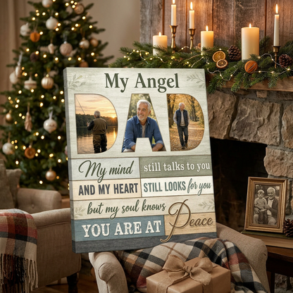 Personalized Dad Angel Memorial Canvas Photo Print for Loss of Father - Image 6
