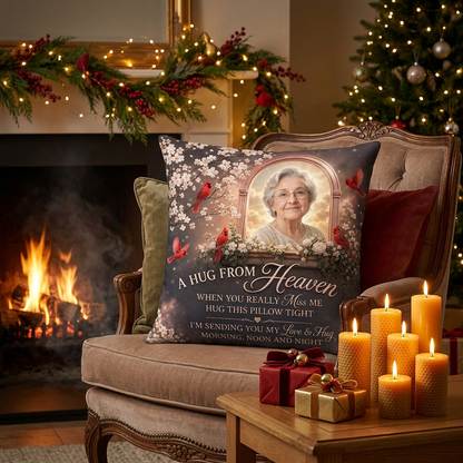 Personalized Photo Memorial Pillow - A Hug From Heaven Cardinal Sympathy Gift for Loss of Loved One - Image 6
