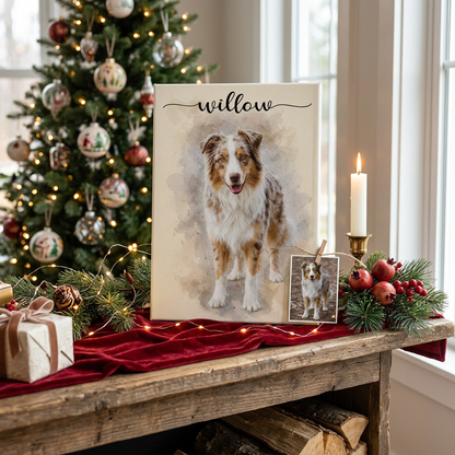 Personalized Dog Memorial Watercolor Portrait Wall Canvas, Custom Pet Photo Gift - Image 6