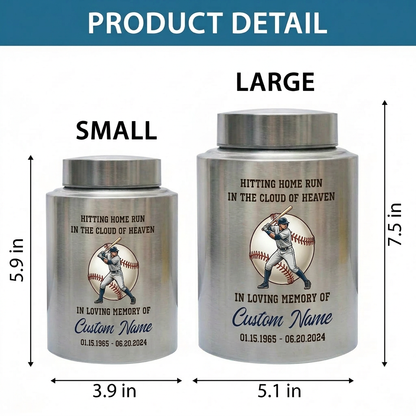 Personalized Baseball Stainless Steel Urn for Human Ashes, Sports Fan Athlete Coach Bereavement Tribute, Funeral Ash Container Large Small, Memorial Keepsake Urn, Memorial Gift, In Loving Memory - Image 6