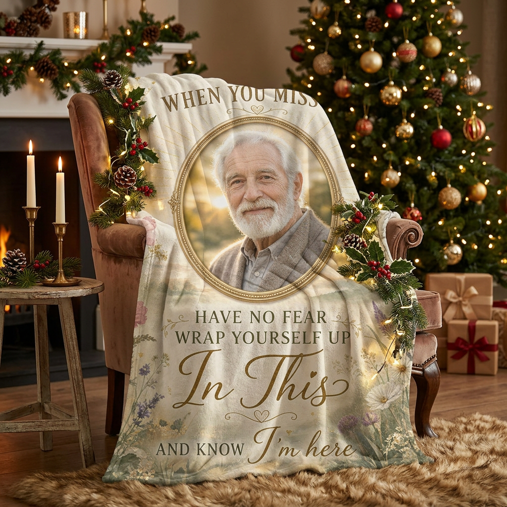 Personalized Memorial Photo Fleece Blanket - When You Miss Me Sympathy Gift for Loss of Loved One - Image 6