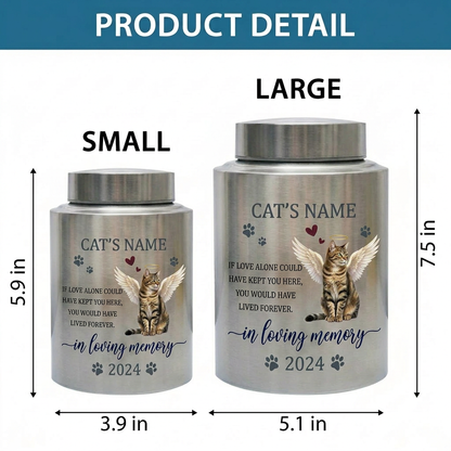Personalized Angel Cat Silhouette Stainless Steel Pet Loss Bereavement Gift for Cat Mom Dad Custom Feline Remembrance Decor 5.9x3.9 or 7.5x5.1 in Memorial Keepsake Urn, Memorial Gift, In Loving Memory - Image 6