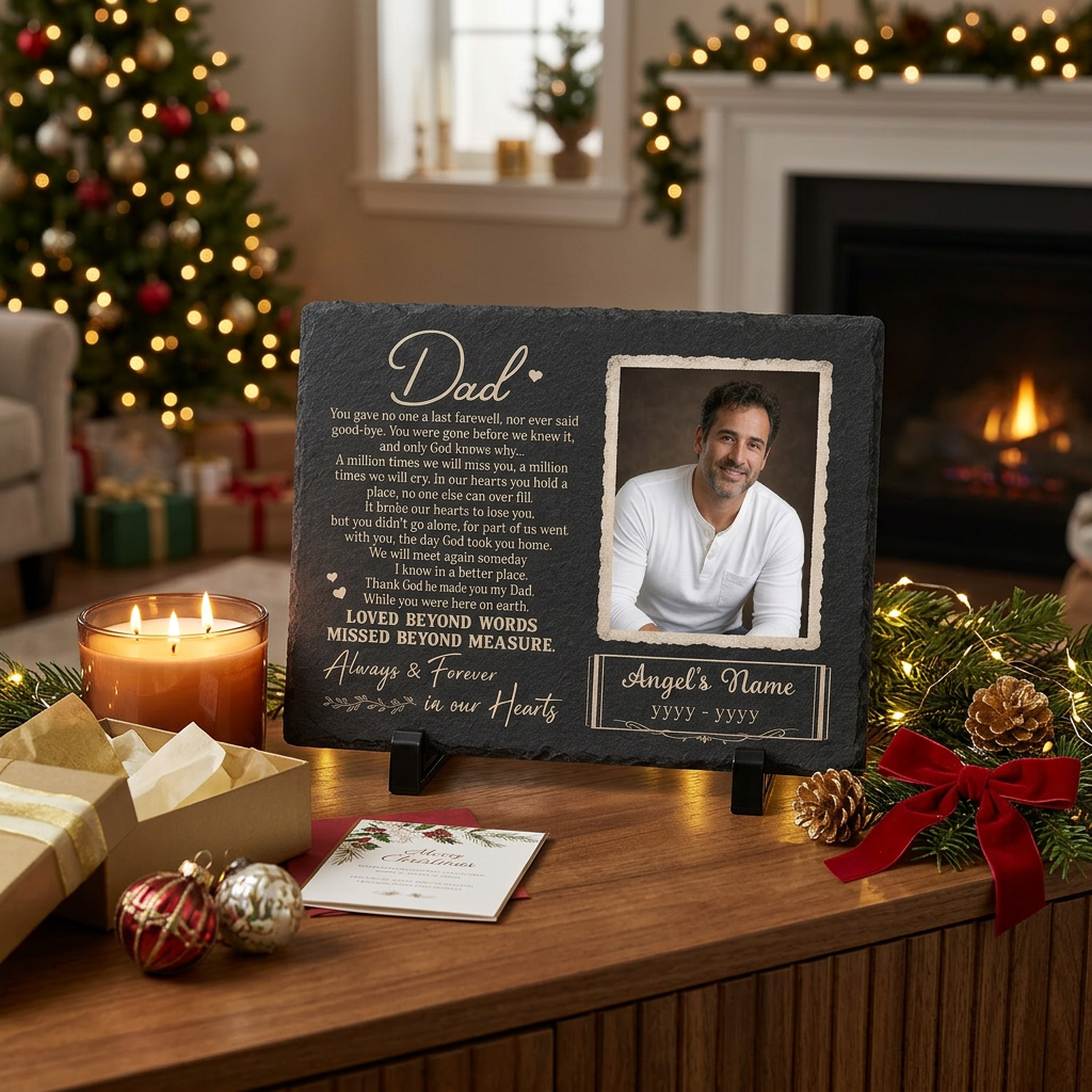 Personalized Dad Memorial Garden Stone – Rectangle Slate Gift for Loss of Father - Image 6