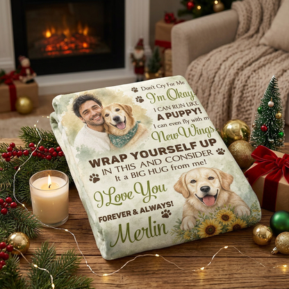 Personalized Dog Memorial Photo Fleece Blanket - Pet Loss Sympathy Gift for Grieving Owners - Image 6