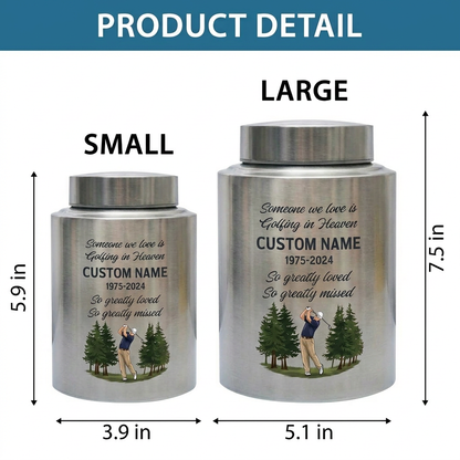 Personalized Golf Player Silhouette Stainless Steel Cremation Urn for Loved One Adult Male Female, Golfer Tribute Ashes Container UV Printed, Memorial Keepsake Urn, Memorial Gift, In Loving Memory - Image 6