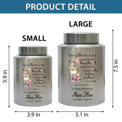 Personalized Angel Wings Rabbit Baby Loss Infant Stainless Steel UV Printed Those We Love Don't Go Away Quote Boy Girl Grief Support 2 Sizes Memorial Keepsake Urn, Memorial Gift, In Loving Memory - Image 6