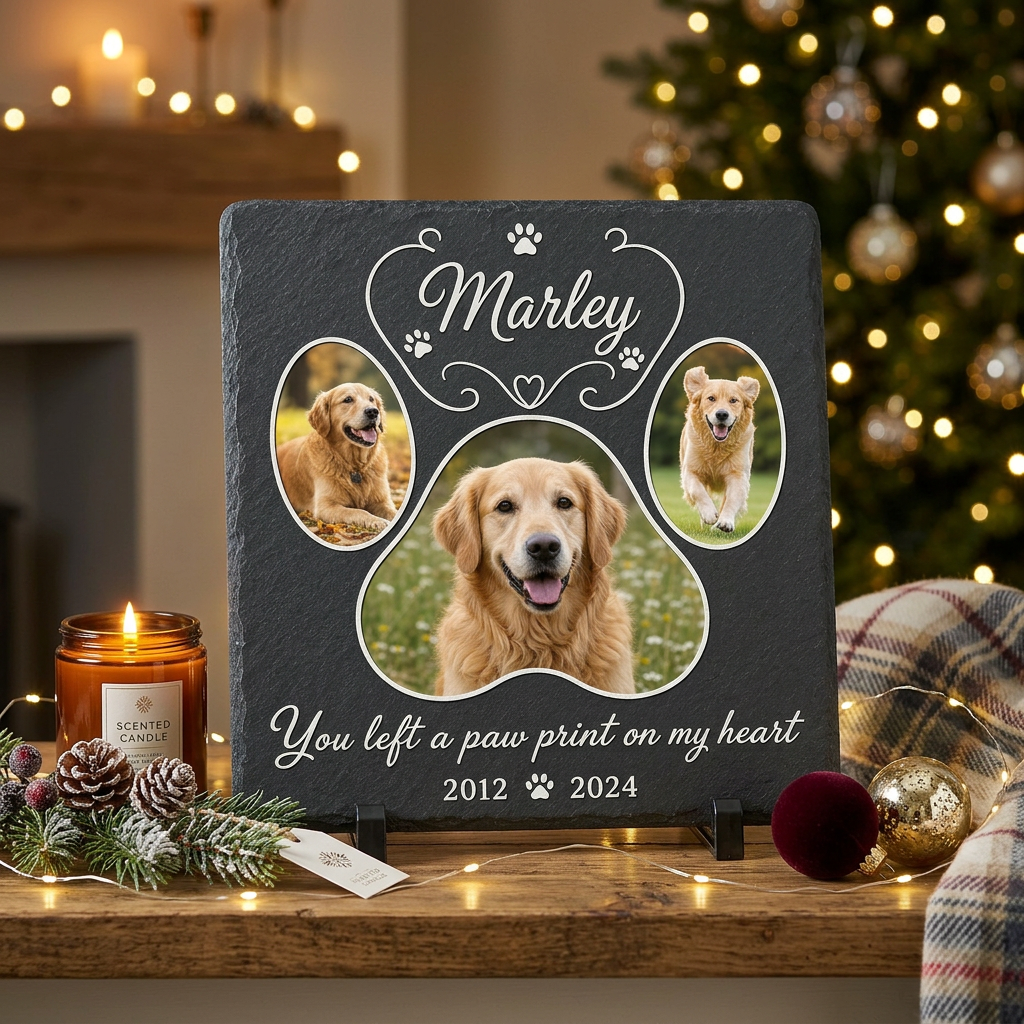 Personalized Dog Memorial Garden Stone – Paw Print Pet Loss Gift with Photo - Image 6
