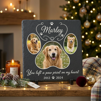 Personalized Dog Memorial Garden Stone – Paw Print Pet Loss Gift with Photo - Image 6