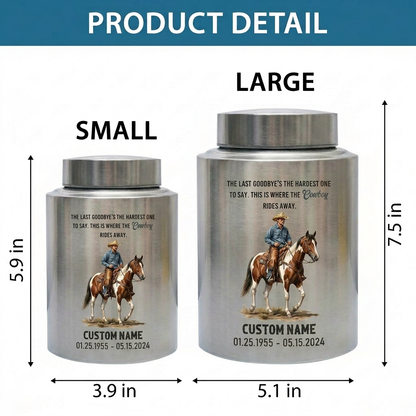 Personalized Cowboy Boots Hat Cross Stainless Steel Urn for Father Grandfather Husband Loss, Adult Human Ashes Funeral Display, Large Two Sizes, Memorial Keepsake Urn, Memorial Gift, In Loving Memory - Image 6