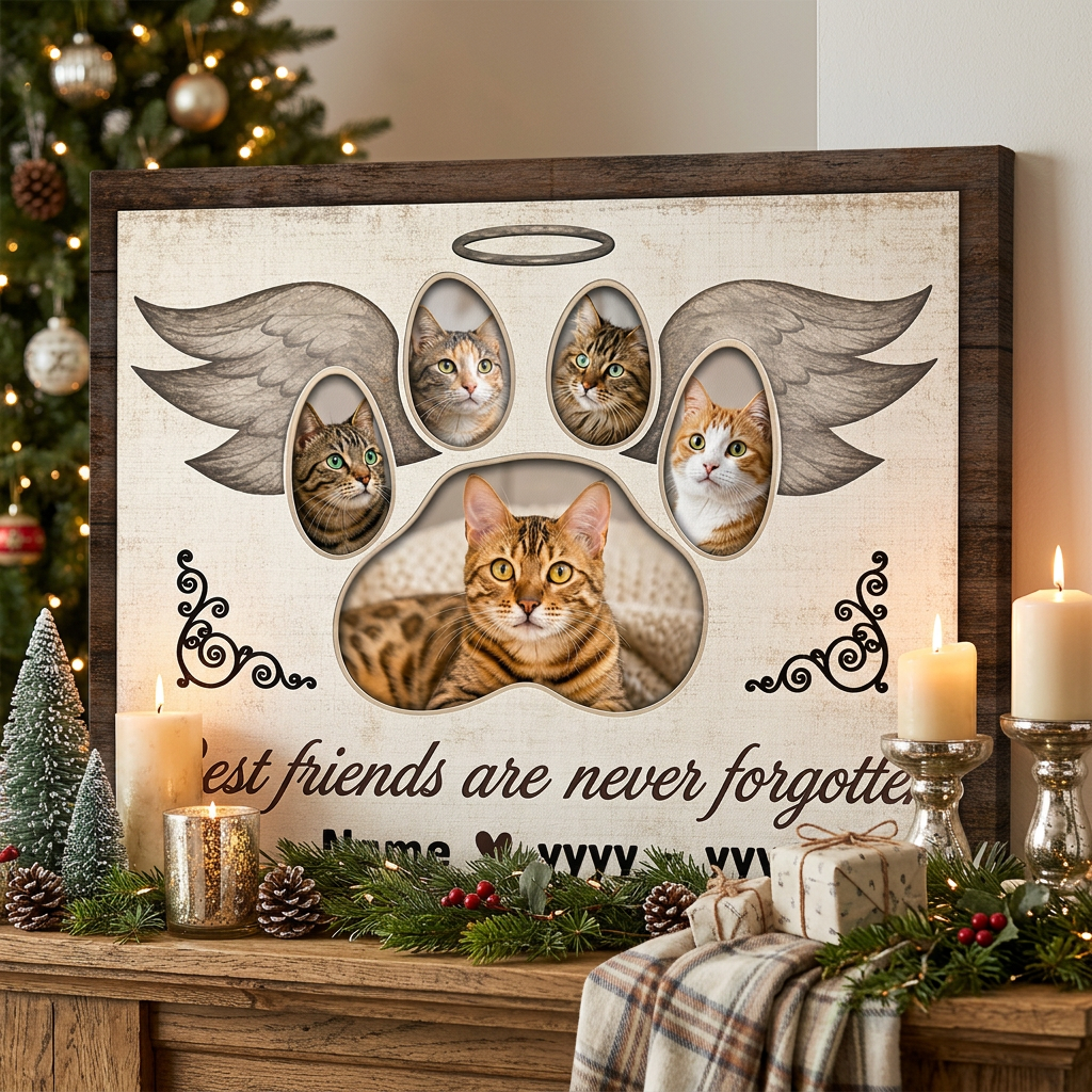 Personalized Cat Memorial Photo Collage Canvas Wall Art – Custom Pet Loss Gift - Image 6