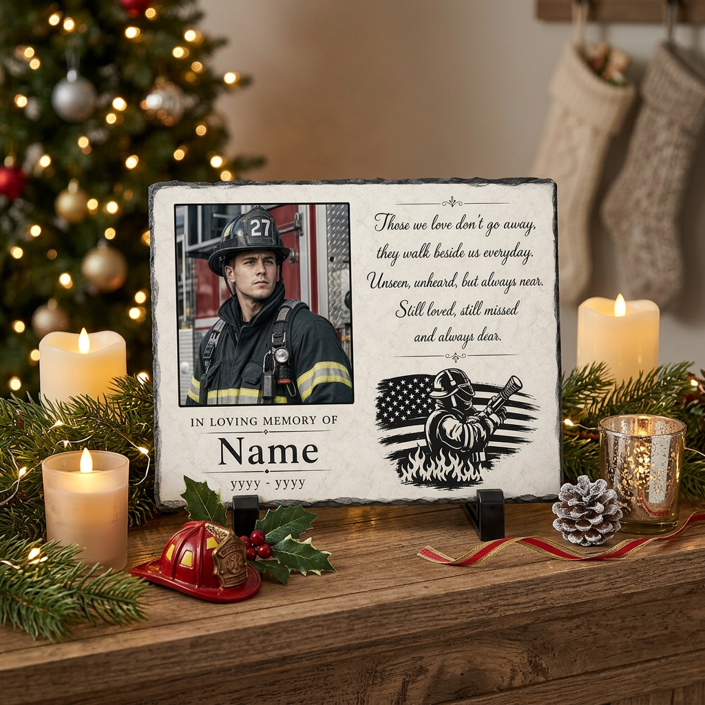 Personalized Firefighter Memorial Photo Stone – In Loving Memory of a Firefighter - Image 6