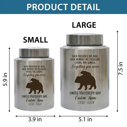 Personalized Baby Bear Stainless Steel Urns for Human Ashes, Custom Infant Child Boy Girl Loss Remembrance Vessel, UV Printed Ash Holder, Memorial Keepsake Urn, Memorial Gift, In Loving Memory - Image 6