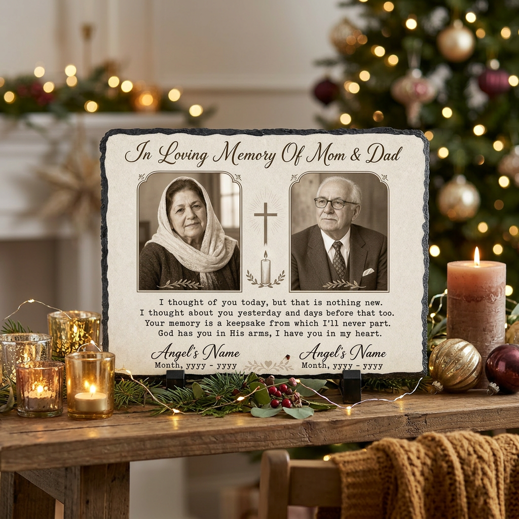 Personalized Memorial Slate Stone for Loss of Parents – Custom Photo Plaque Mom Dad Gift - Image 6