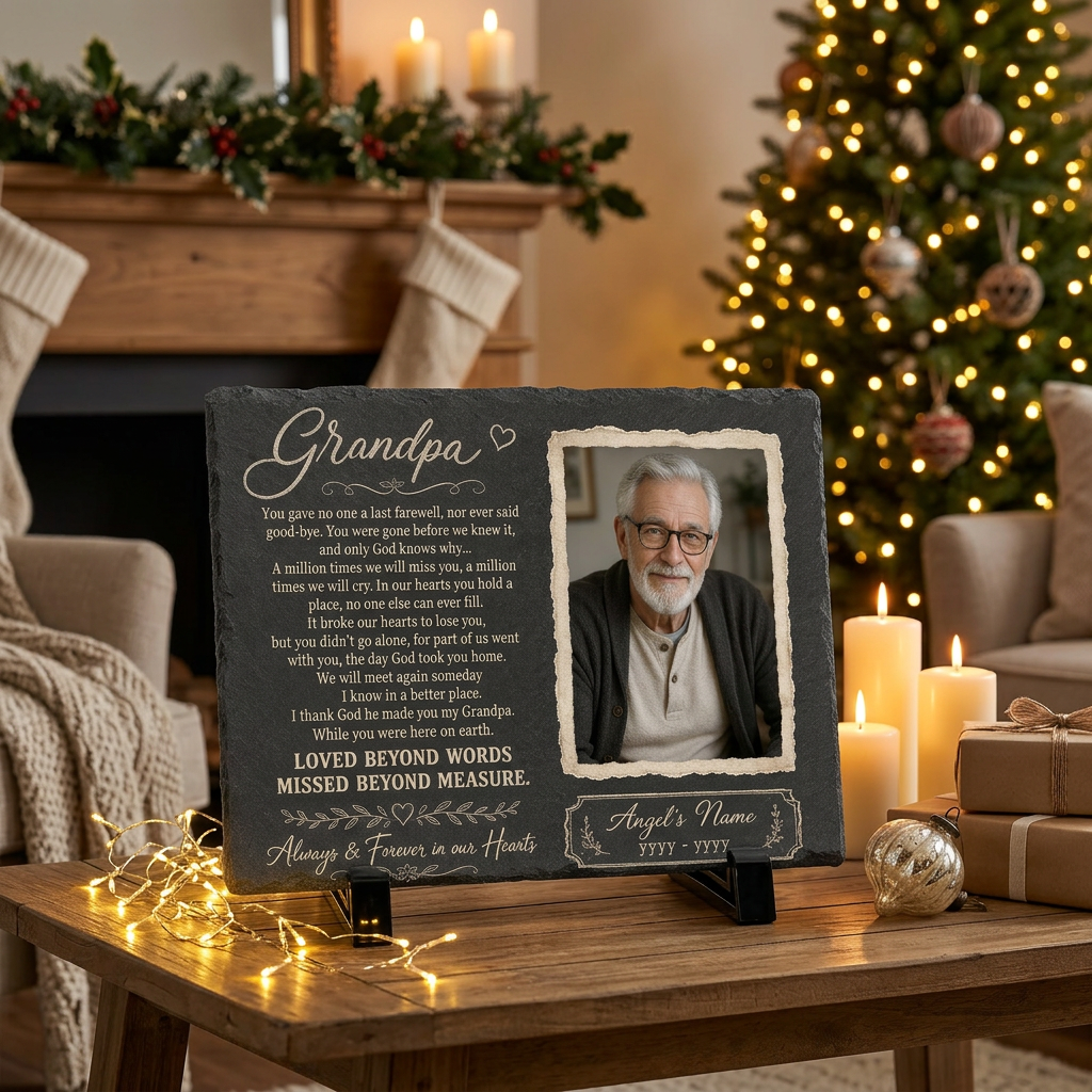 Personalized Grandpa Memorial Garden Stone – Slate Plaque for Loss of Grandfather - Image 6