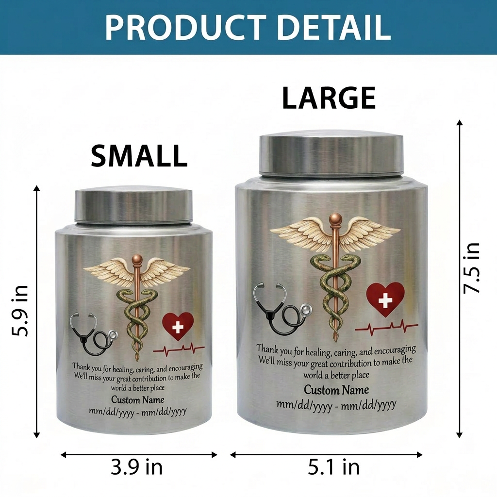 Personalized Doctor Medical Symbol Stainless Steel Urn for Human Ashes, Nurse Appreciation Funeral Memorial Large Capacity Customizable Urn, Memorial Keepsake Urn, Memorial Gift, In Loving Memory - Image 6