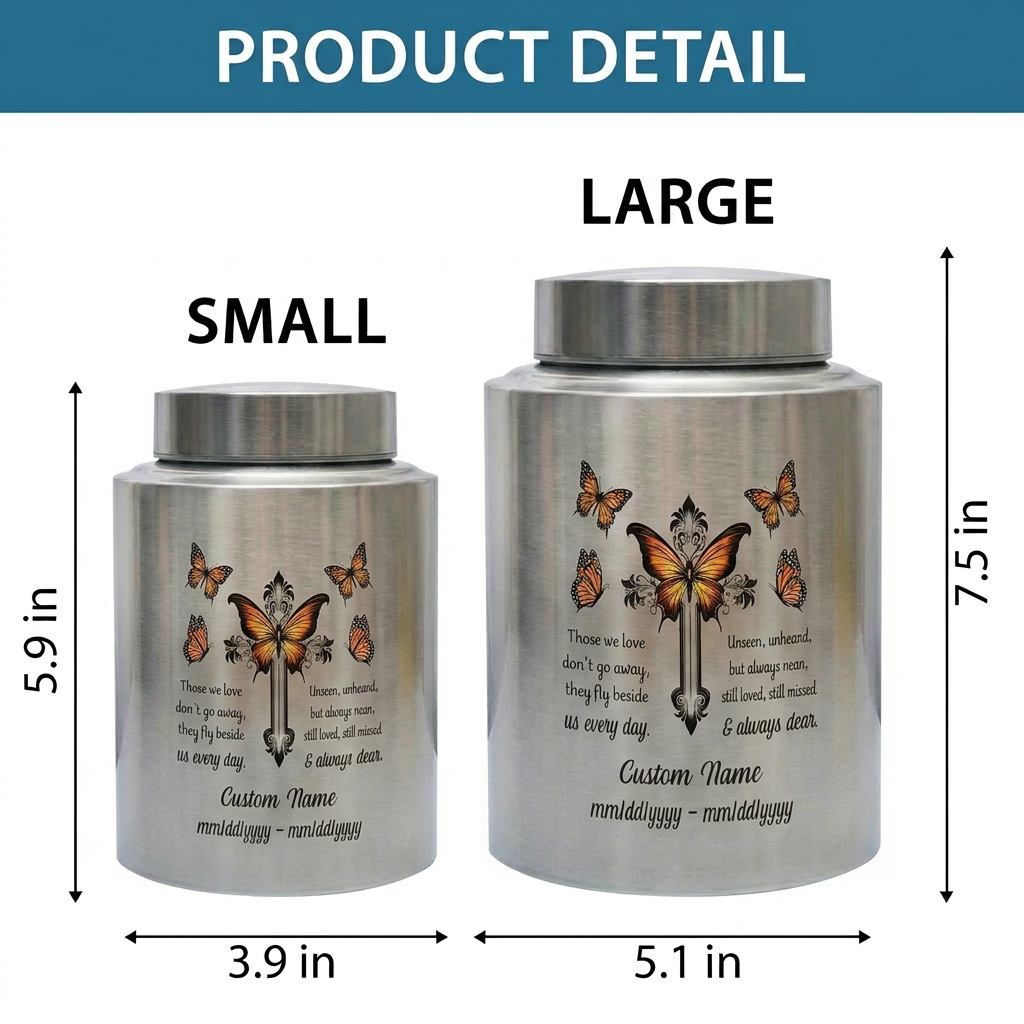 Personalized Christian Dove Stainless Steel Cremation Urn For Mom Sister Women Adult Female Human Ashes, Custom Name And Dates Display, Memorial Keepsake Urn, Memorial Gift, In Loving Memory - Image 6