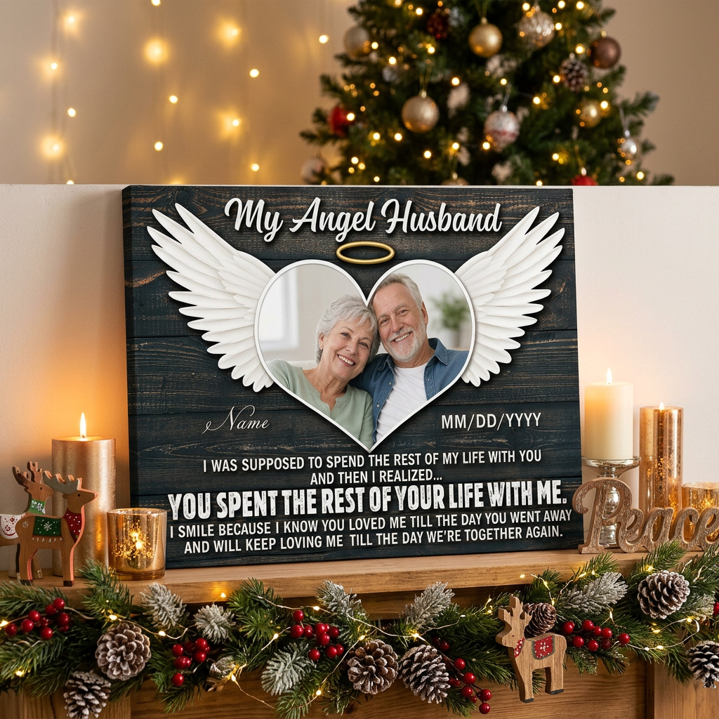 Personalized My Angel Husband Memorial Wall Canvas Gift for Loss of Husband Remembrance - Image 6
