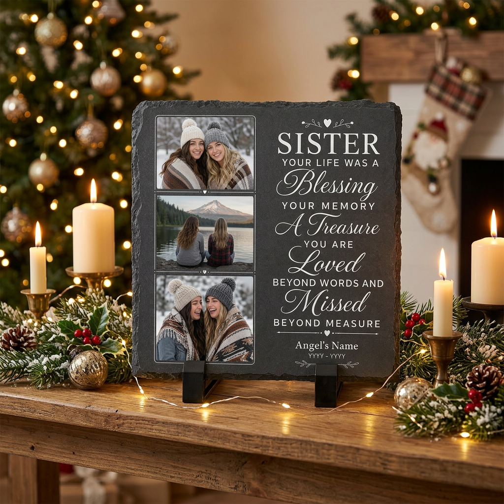 Personalized Sister Memorial Photo Slate Stone, Custom Remembrance Keepsake Gift - Image 6