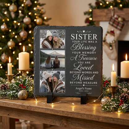 Personalized Sister Memorial Photo Slate Stone, Custom Remembrance Keepsake Gift - Image 6