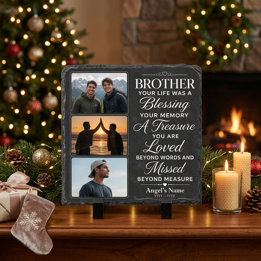 Personalized Brother Memorial Photo Slate Stone – Sympathy Remembrance Gift - Image 6