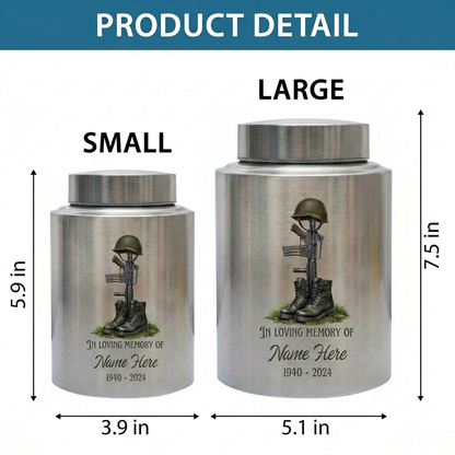 Personalized US Army Veteran Military Stainless Steel Cremation Urn for Ashes Customizable Service Member Tribute Honoring Heroes Large Size Memorial Keepsake Urn, Memorial Gift, In Loving Memory - Image 6