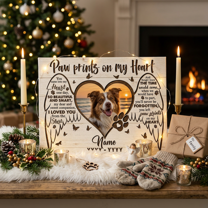 Personalized Dog Memorial Canvas Wall Art Pet Loss Remembrance Gift With Photo Heart - Image 6